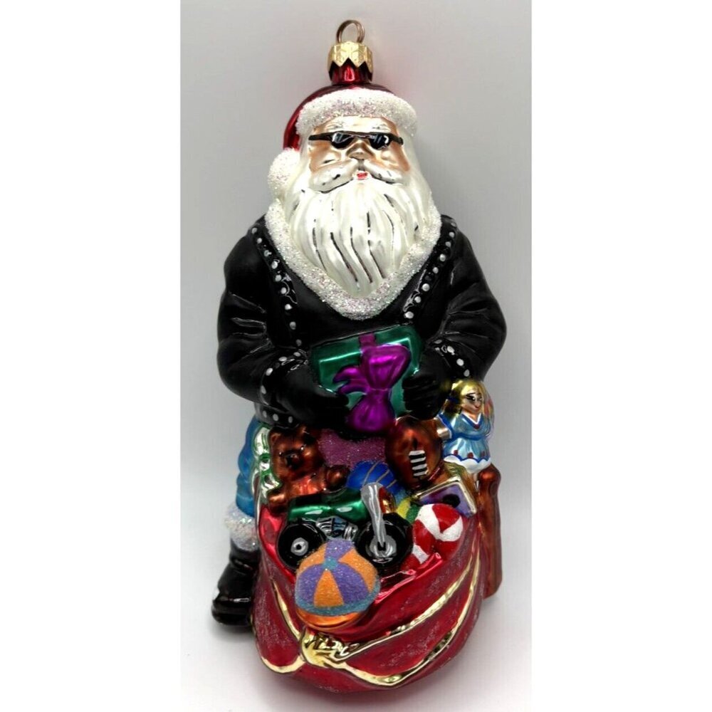 Ornament Christopher Radko 7" Harley Davidson Harley Santa w/Sunglasses 1998